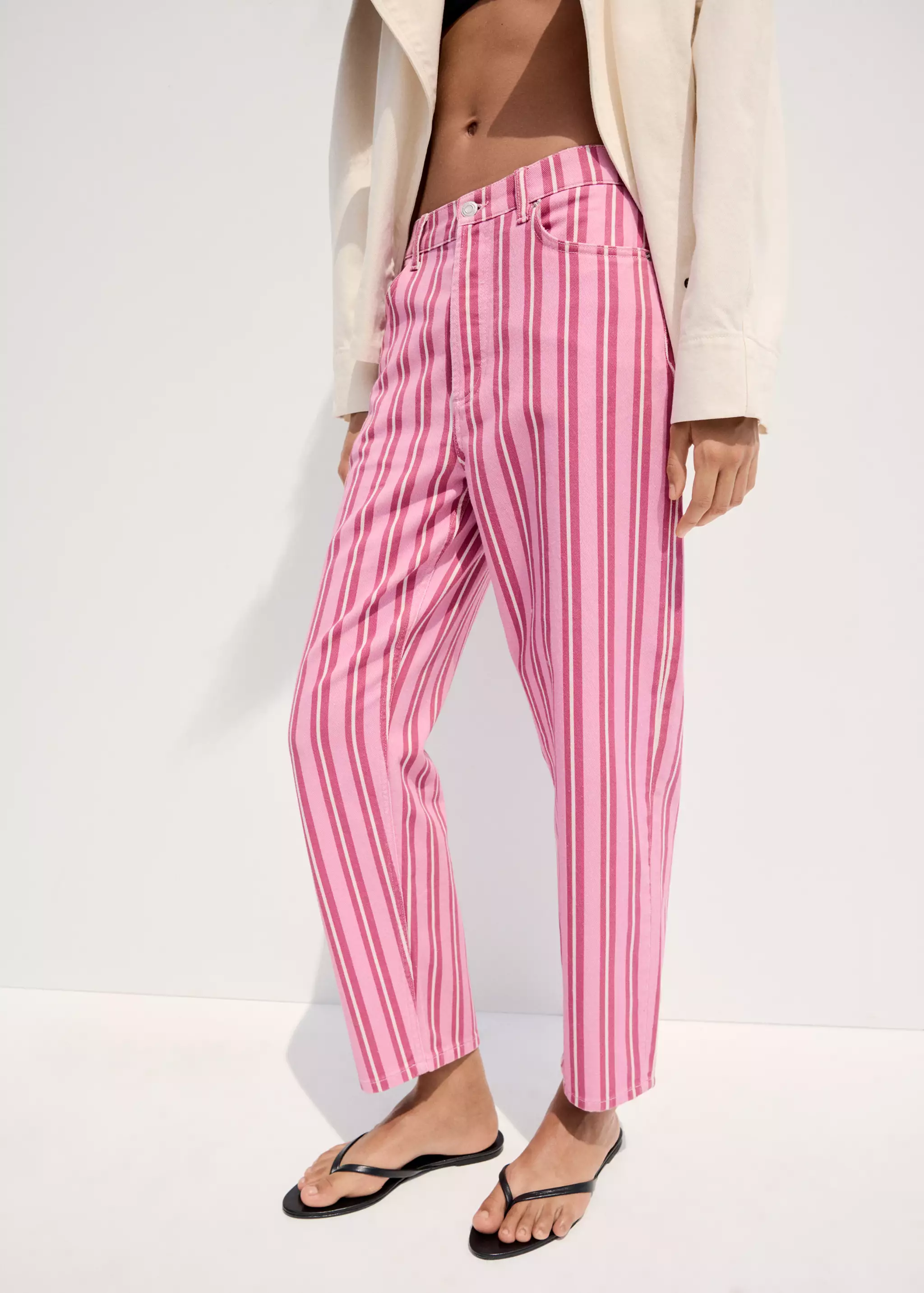 Straight-Fit Striped Jeans - Women | Mango Usa