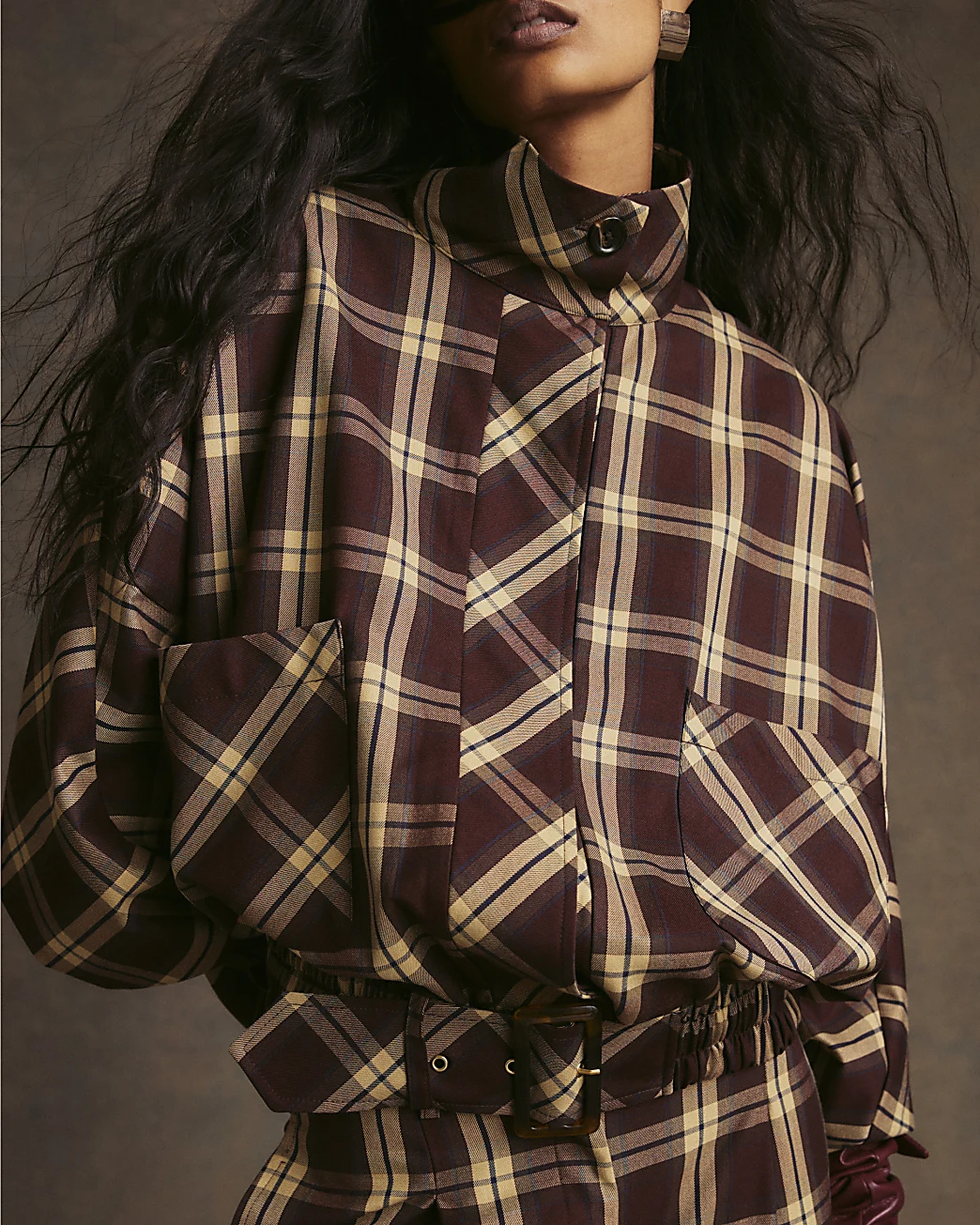 River Island, Red Check Batwing Bomber Jacket