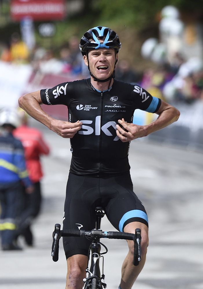 Chris Froome (Team Sky) takes a solo stage 8 victory