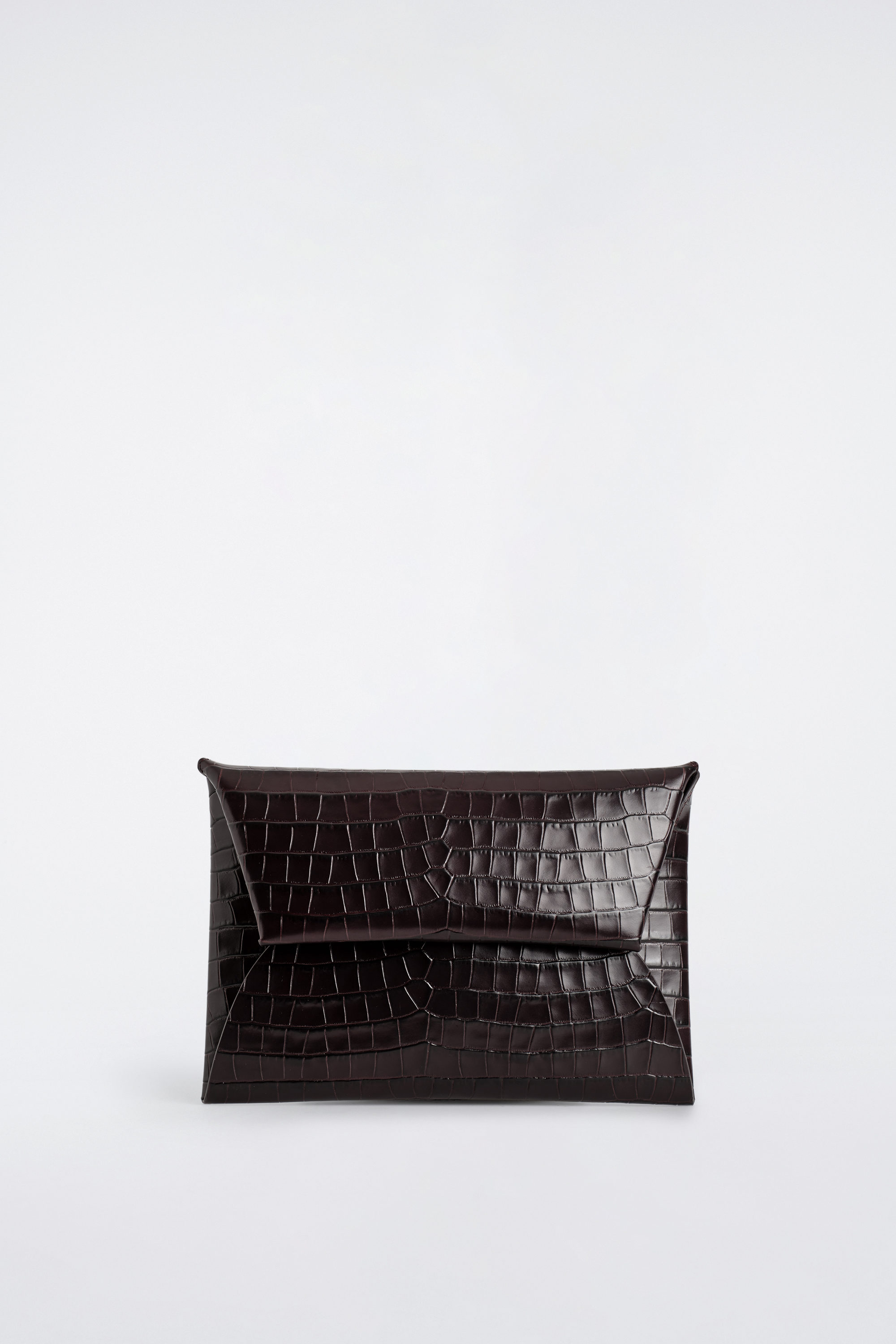 Croc-Effect Leather Pouch