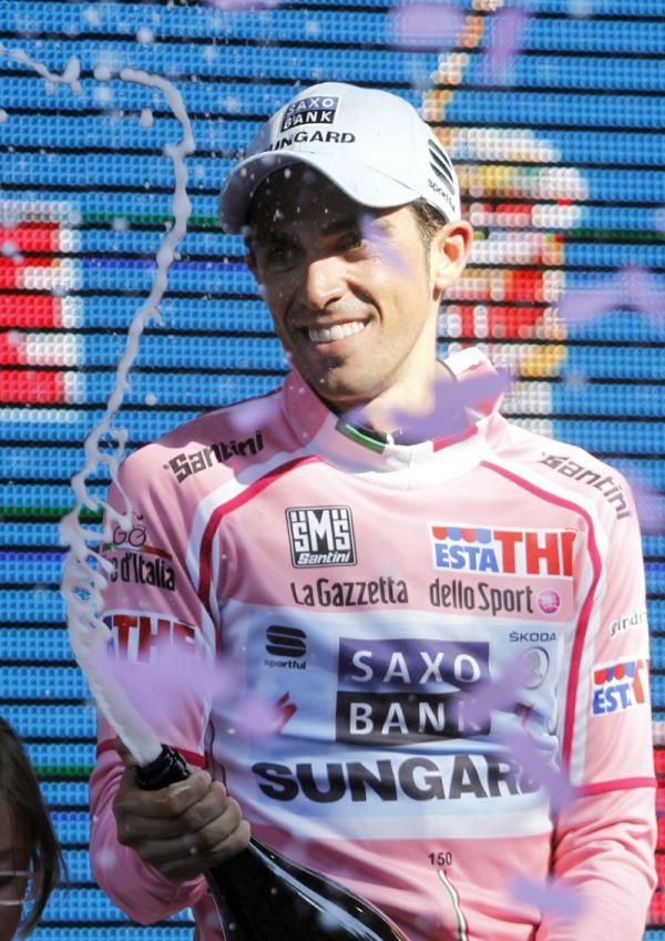 Alberto Contador (Saxo Bank) on the podium once again