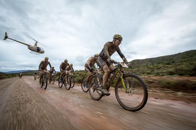 Robert Mennen of Topeak-Ergon Racing leads the front group during stage 2