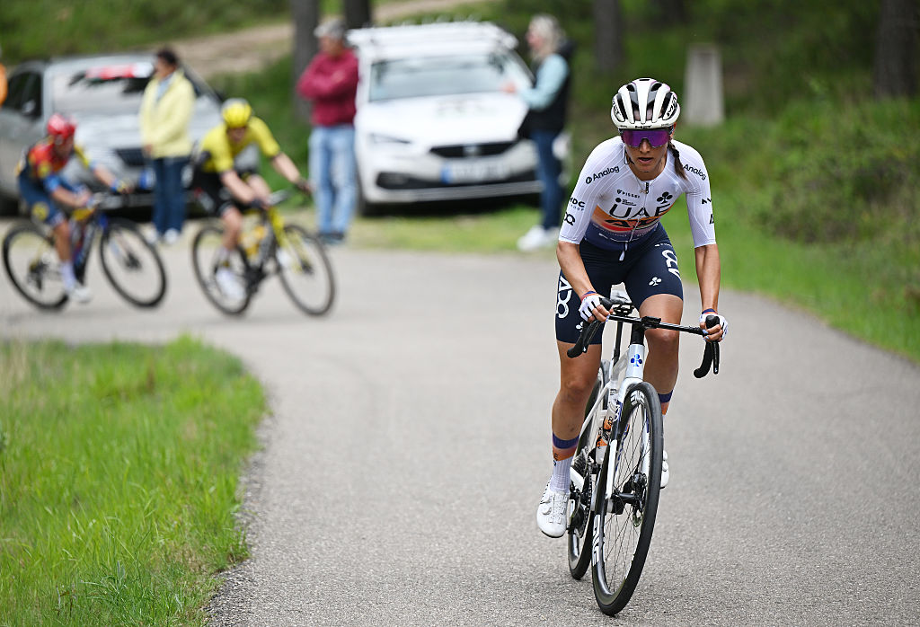 BORJA SPAIN MAY 07 Erica Magnaldi of Italy and UAE Team ADQ attacks during the 11th La Vuelta Femenina 2025 Stage 4 a 1116km stage from Pedrola to Borja UCIWWT on May 07 2025 in Borja Spain Photo by Szymon GruchalskiGetty Images