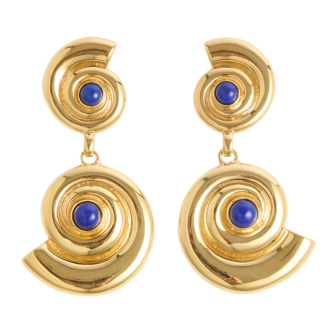 Aretes colgantes Daphine Agathe con baño en oro de 18 ct