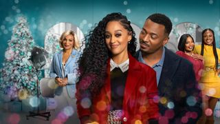 Tia Mowry and RonReaco Lee in key art for A Very Merry Beauty Salon