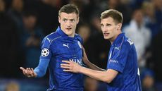 Jamie Vardy and Marc Albrighton of Leicester City