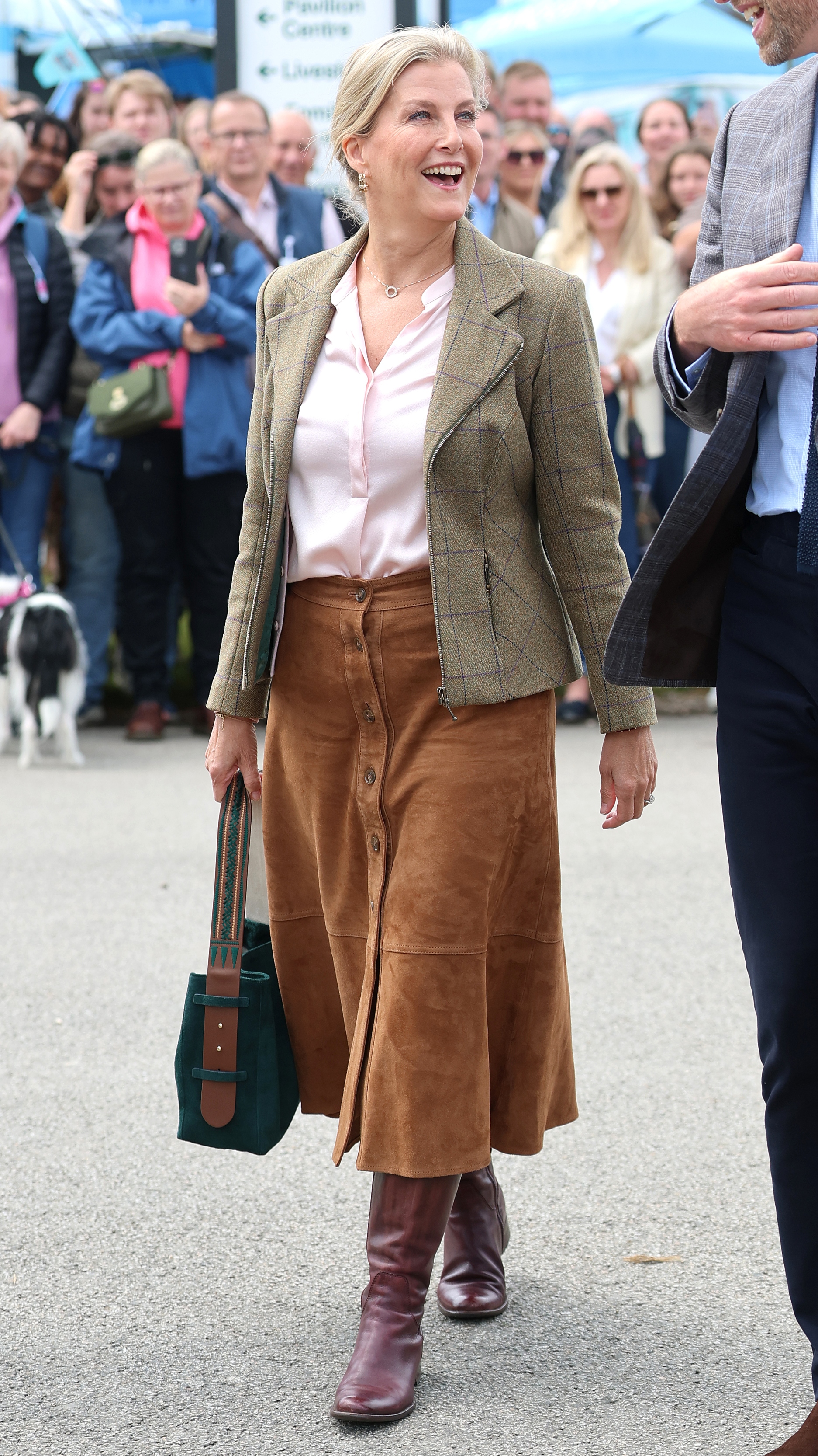 Sophie, Duchess of Edinburgh shares a joke with Prince William as they attend the Royal Cornwall Show at the Royal Cornwall Showground on June 06, 2025