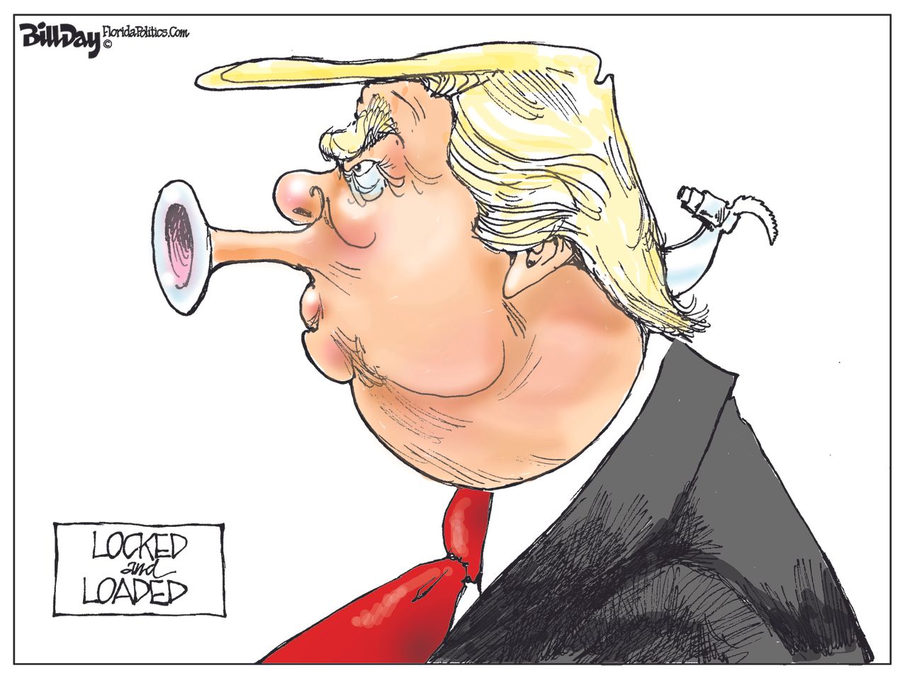 Political Cartoon U.S. Trump Iran Saudi Arabia Locked and Loaded