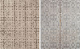 Two rugs with geometric patterns in grey tones