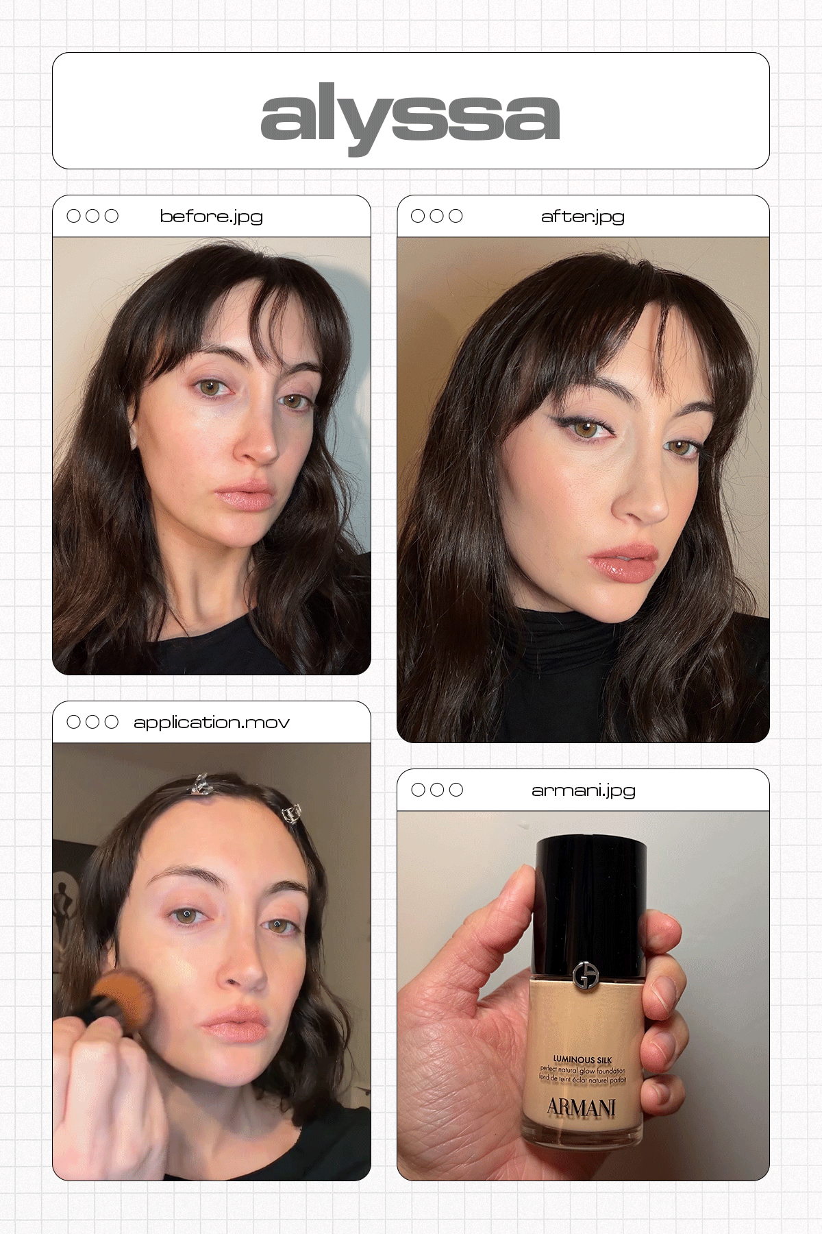 Editor applying Armani Luminous Silk Foundation