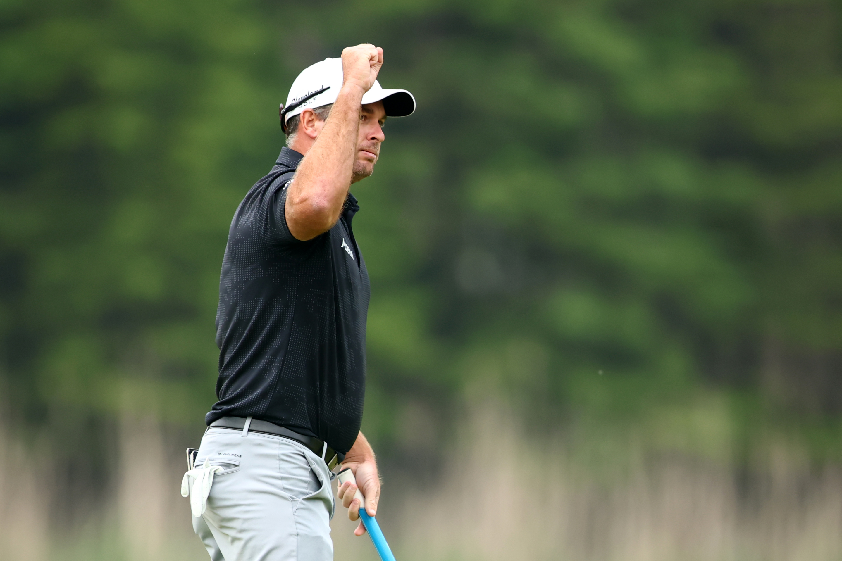Ryan Fox fist pumps the air