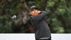 Gavin Green hits a drive during DP World Tour Q-School in 2025