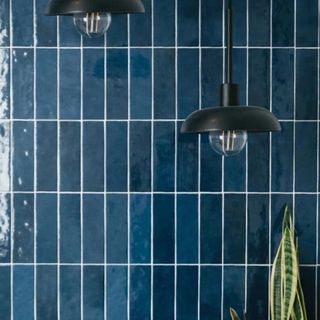 Dark blue kitchen tiles
