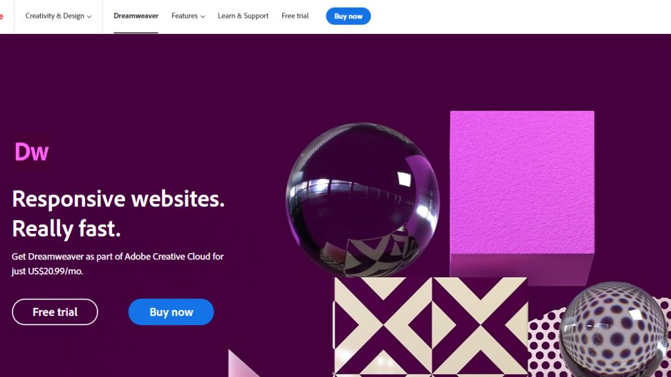 Website screenshot for Adobe Dreamweaver
