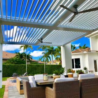 pergola over a backyard seating area