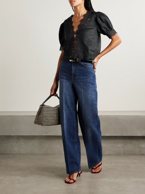 Idella Corded Lace-Trimmed Ramie Blouse