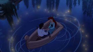 Ariel and Eric in the boat in The Little Mermaid.