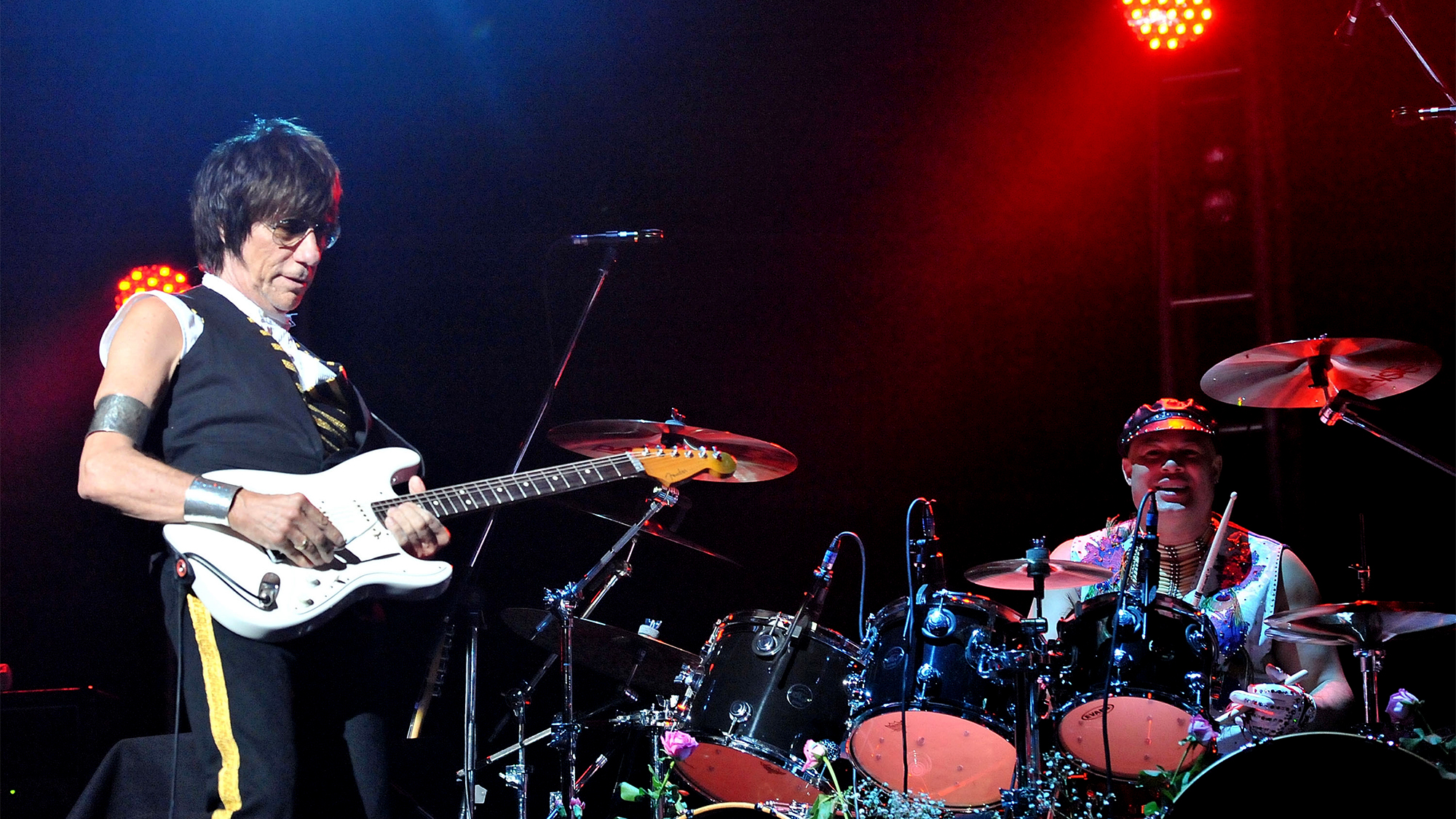 Jeff Beck (L) and Narada Michael Walden perform onstage during the "Emotion &amp;amp; Commotion" concert at Chukyo University Center for Culture &amp;amp; Arts on April 5, 2010 in Nagoya, Aichi, Japan.