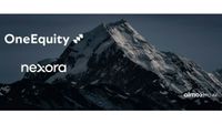 A mountain with the OneEquity, nexora, and Almo Pro AV logos.