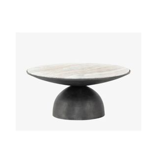 black coffee table with round marble worktop