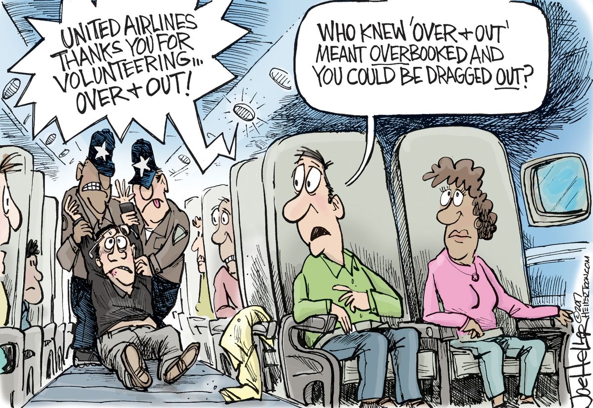 Editorial Cartoon U.S. United Airlines drag out passenger overbooked ...