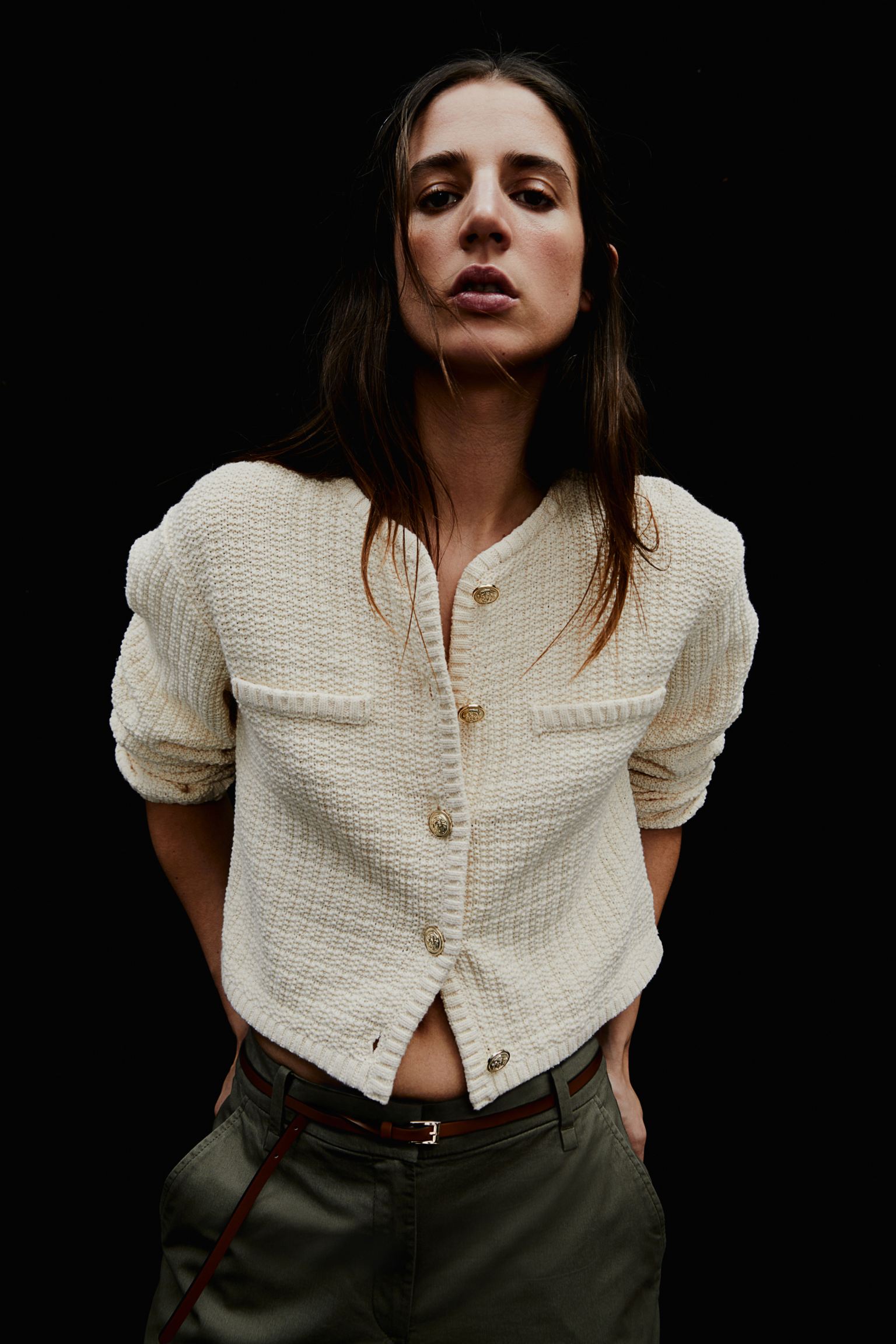 H&M, Short Textured-Knit Cardigan