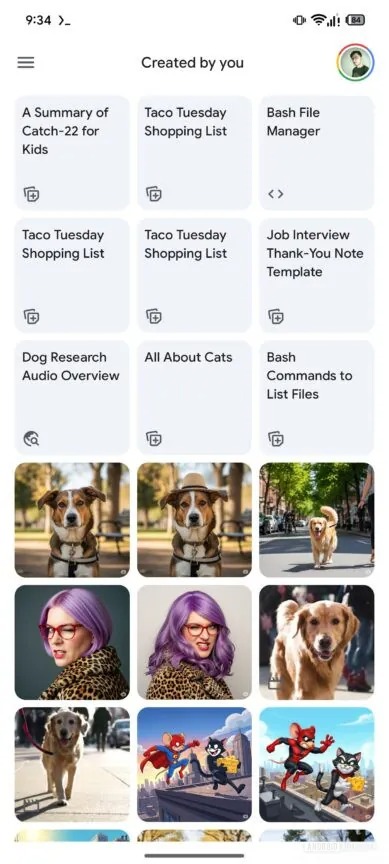 a new section in Gemini that stores your AI creations