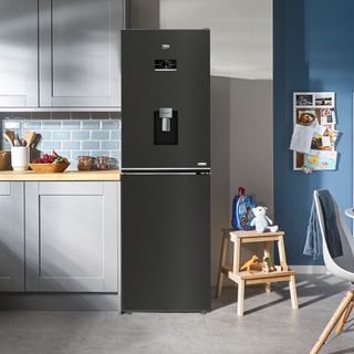 Beko fridge freezer in grey kitchen