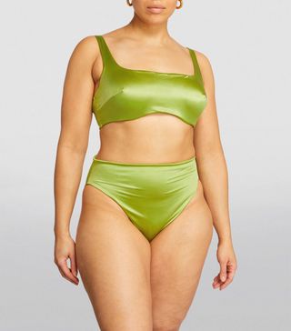 Womens Form and Fold Green the Crop D+ Cup Wunderwire Bikini Top | Harrods Uk