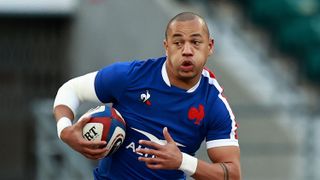  Gael Fickou of France runs with the ball ahead of the France vs Ireland Six Nations 2024 opener.