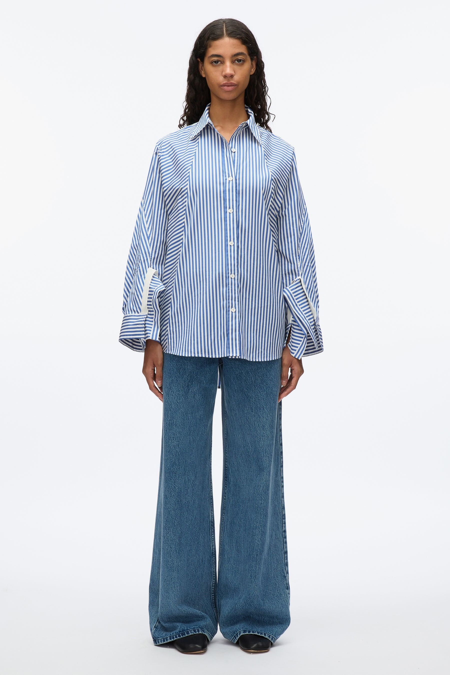 31philliplim, Oversized Stripe Shirt with Cascade Sleeves