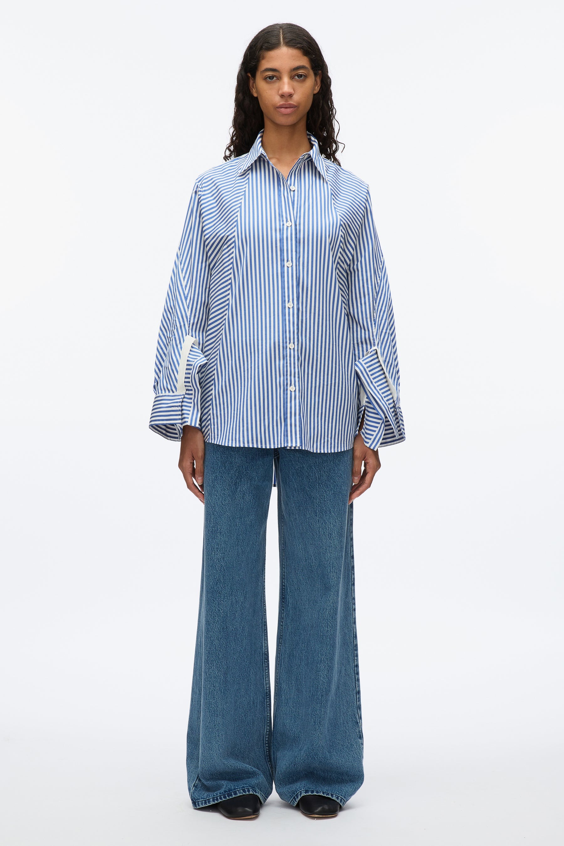 31philliplim, Oversized Stripe Shirt with Cascade Sleeves