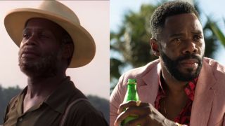 Screenshots of Danny Glover in The Color Purple and Colman Domingo in Zola