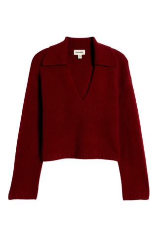 Open Edit Johnny Collar Boxy Crop Sweater (Was $80) 