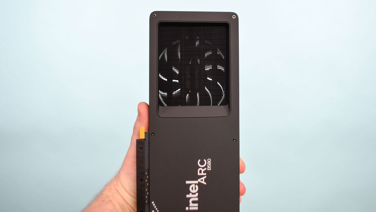 An Intel Arc B580 on a table