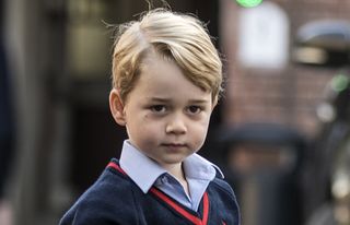 Prince George arrives for his first day of school at Thomas's school in Battersea