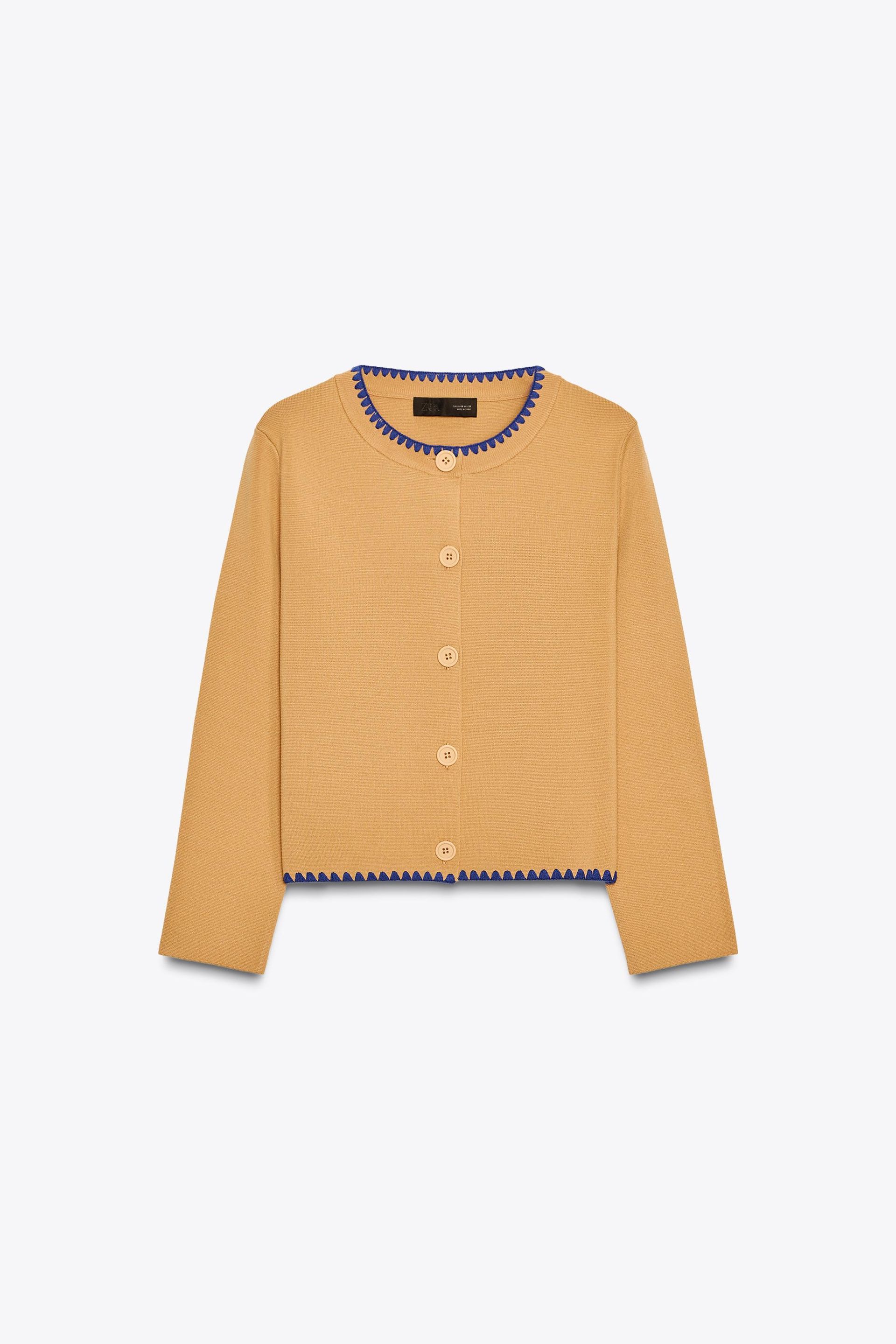 Contrast Embroidery Knit Cardigan