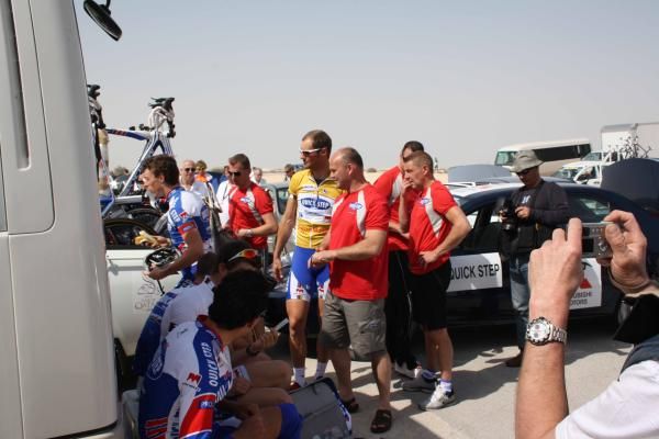 Tom Boonen with his Quick Step team.