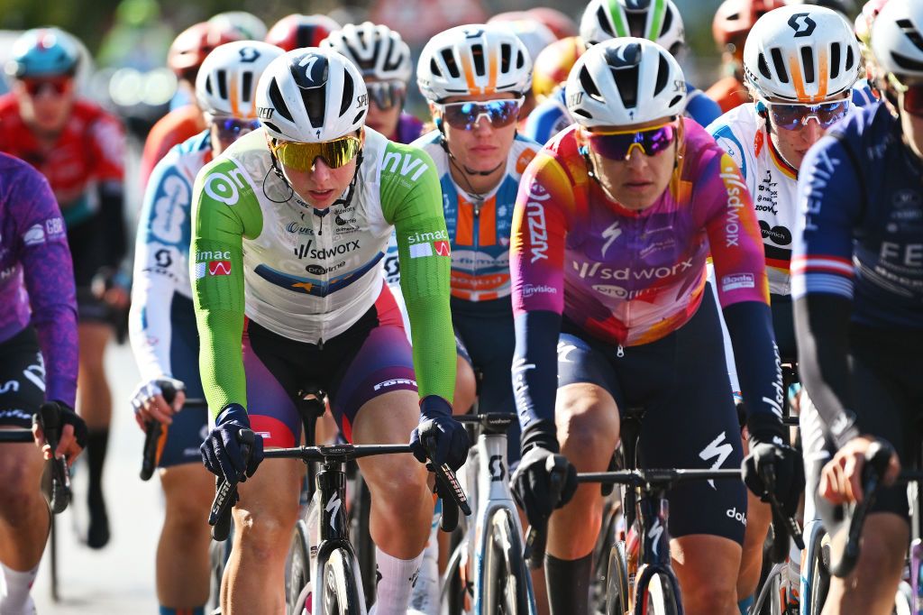 EDE NETHERLANDS OCTOBER 11 Lorena Wiebes of The Netherlands and Team SD Worx Protime Green points jersey competes during the 26th Simac Ladies Tour 2024 Stage 4 a 1182km stage from Ede to Ede UCIWWT on October 11 2024 in Ede Netherlands Photo by Luc ClaessenGetty Images