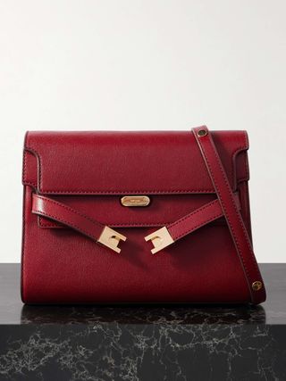 Lee Radziwill Suede-Trimmed Leather Shoulder Bag