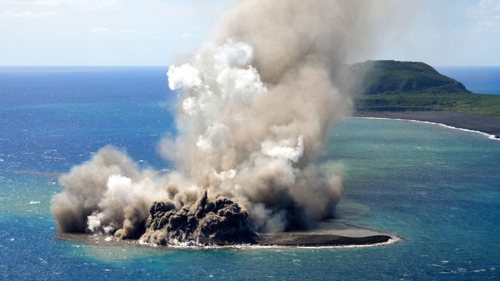 Underwater volcanic eruption gives birth to new island in the