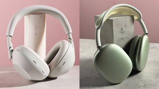 Sony WH-1000XM6 on the left, with Apple AirPods Max on the right