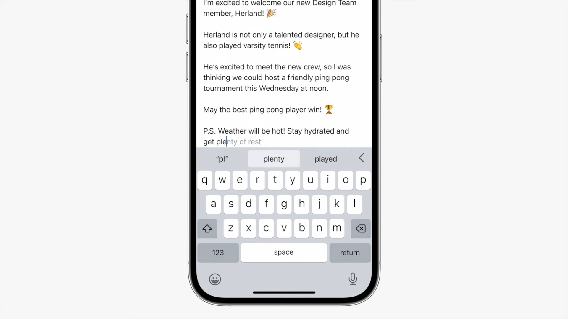 Texte prédictif en ligne sous iOS 17