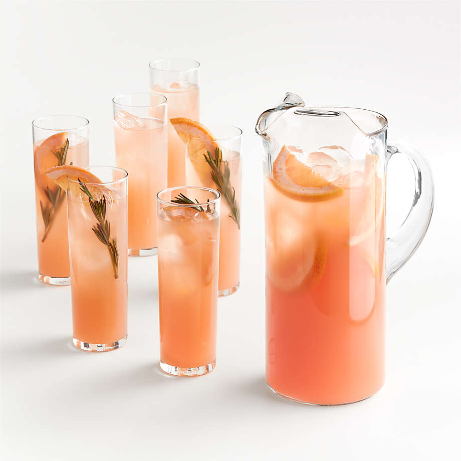 crateandbarrel, Boozy Brunch Glasses Set with Pitcher