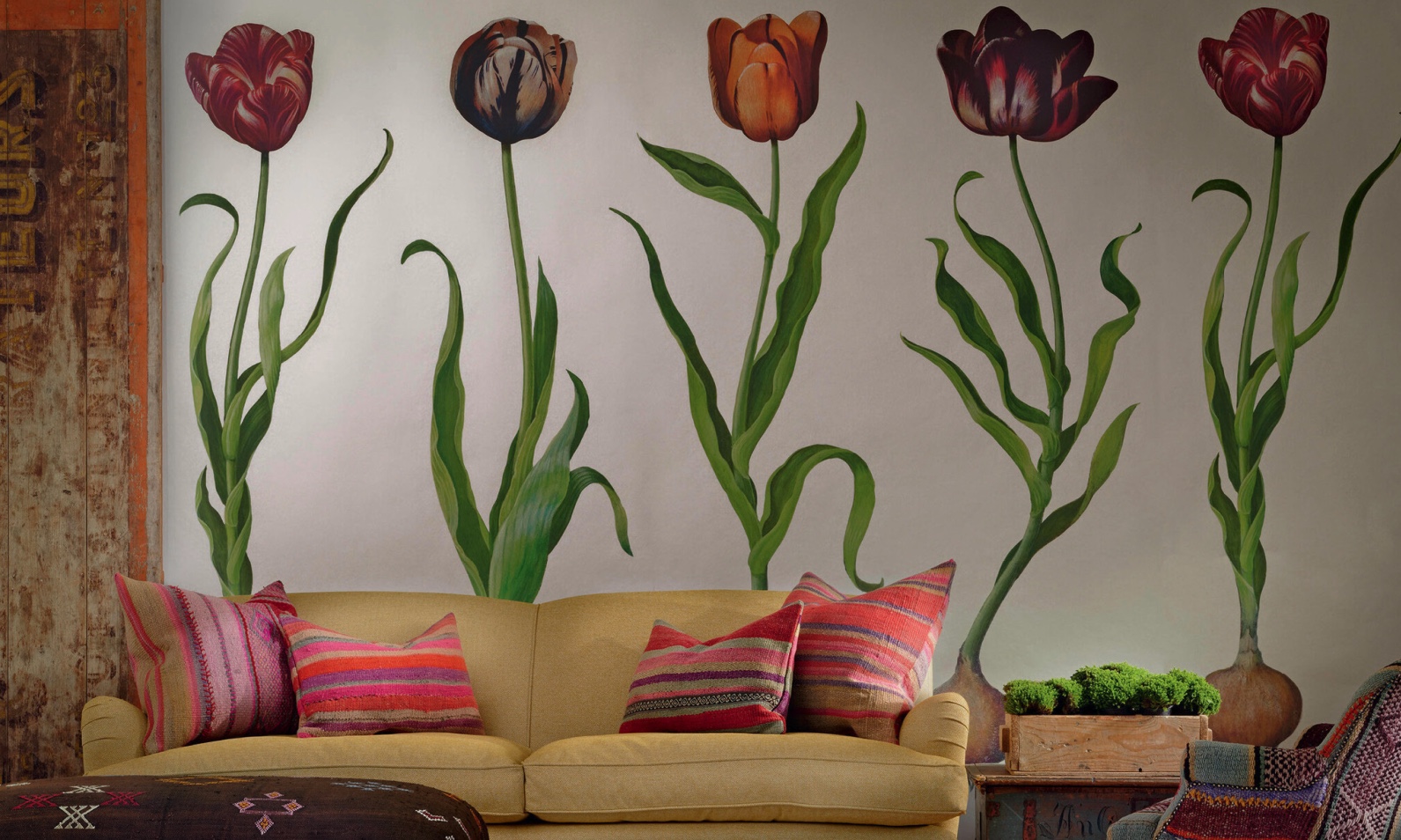 The larger-than-life Tulip wallpaper from Andrew Martin brings drama to large spaces.