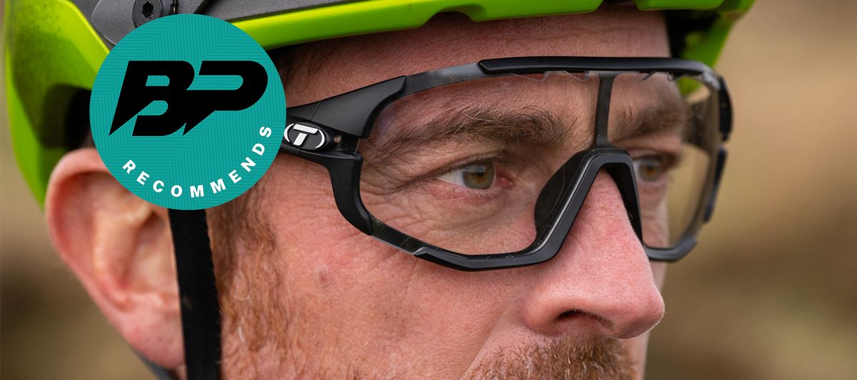 A man wearing MTB riding glasses