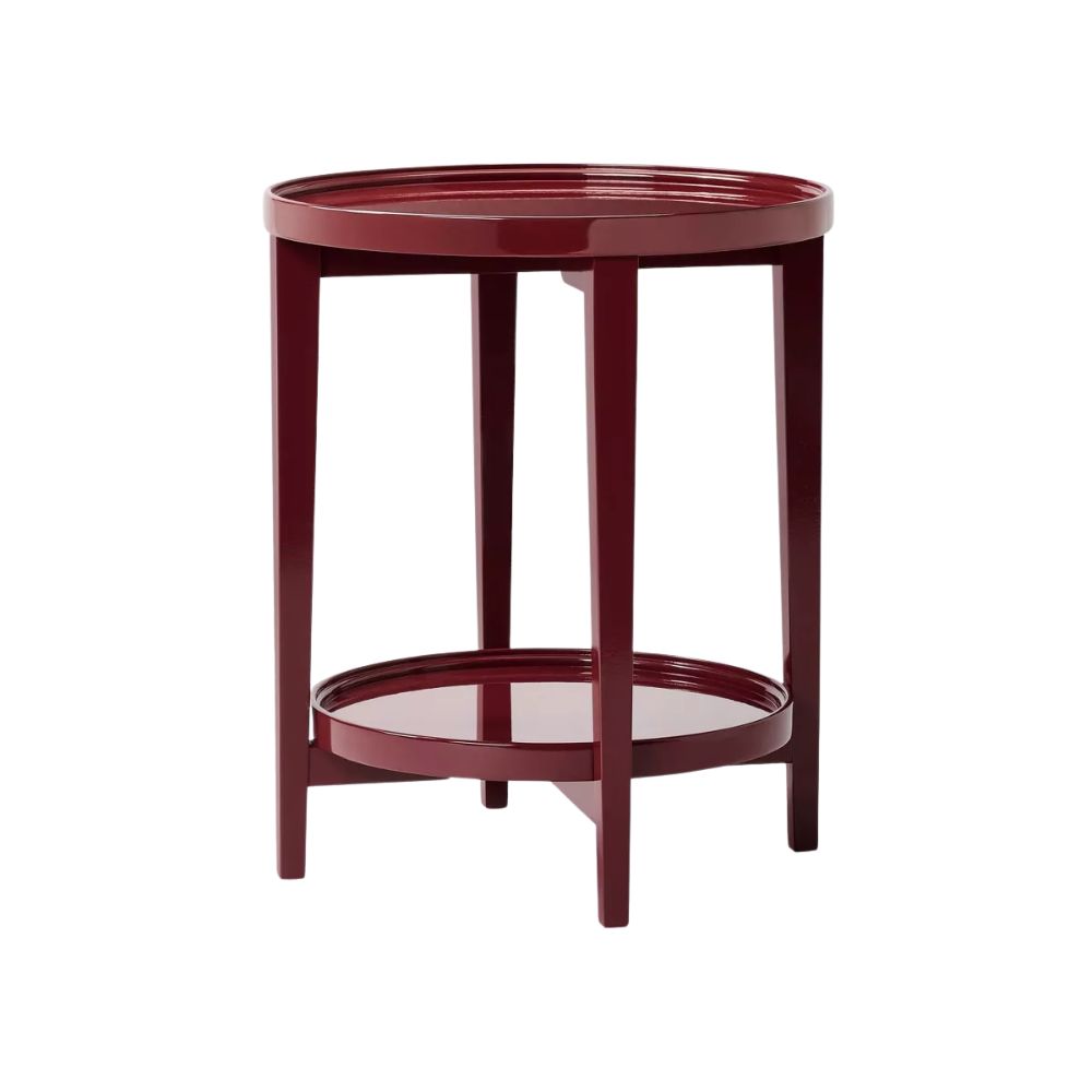 Accent Table Wood Round Lacquer Finish