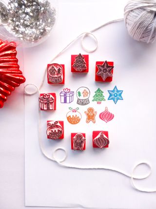 Christmas stamps for cards and wrap