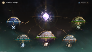 The Realm Challenge screen in Infinity Nikki, showing where Realm of the Dark is located.