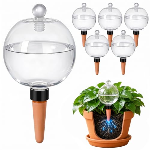 6 Pack 32 Oz Extra Large Plant Self Watering Globes to 3 Weeks Watering | Shuomeng Extra Large Self Watering Globes, Slow Release Watering Bulbs for Plants,durable for Vacation, Gift for Plant Lovers